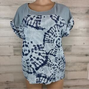 Bellambra Made in Italy Blue Tie-Dye Linen Top Size Small